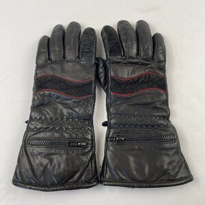Vintage Steinmark Leather Motorcycle Gloves Mens XS Gauntlet Fleece Sherpa Lined